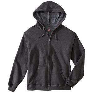 Hanes Dark Grey Gray Zip Up Hoodie Hooded Jacket